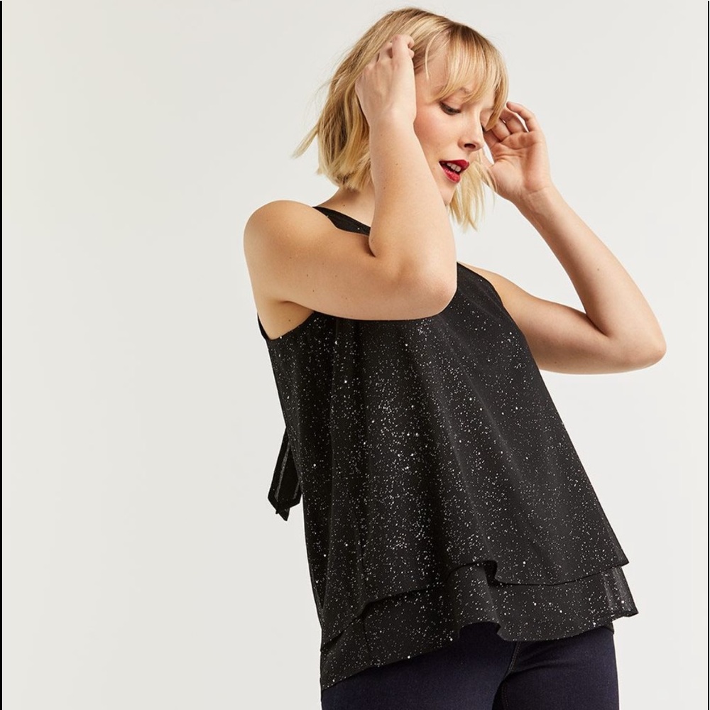 Reitmans Rock & Shine Sleeveless Glitter Blouse with Back Bow
